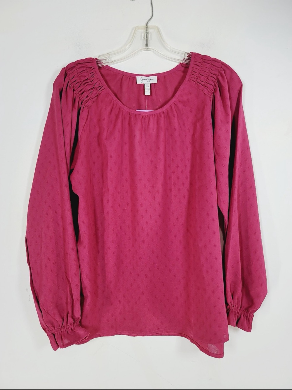 NWT JESSICA SIMPSON Women's Long-Sleeve Smocked Shoulder Blouse, Size XS